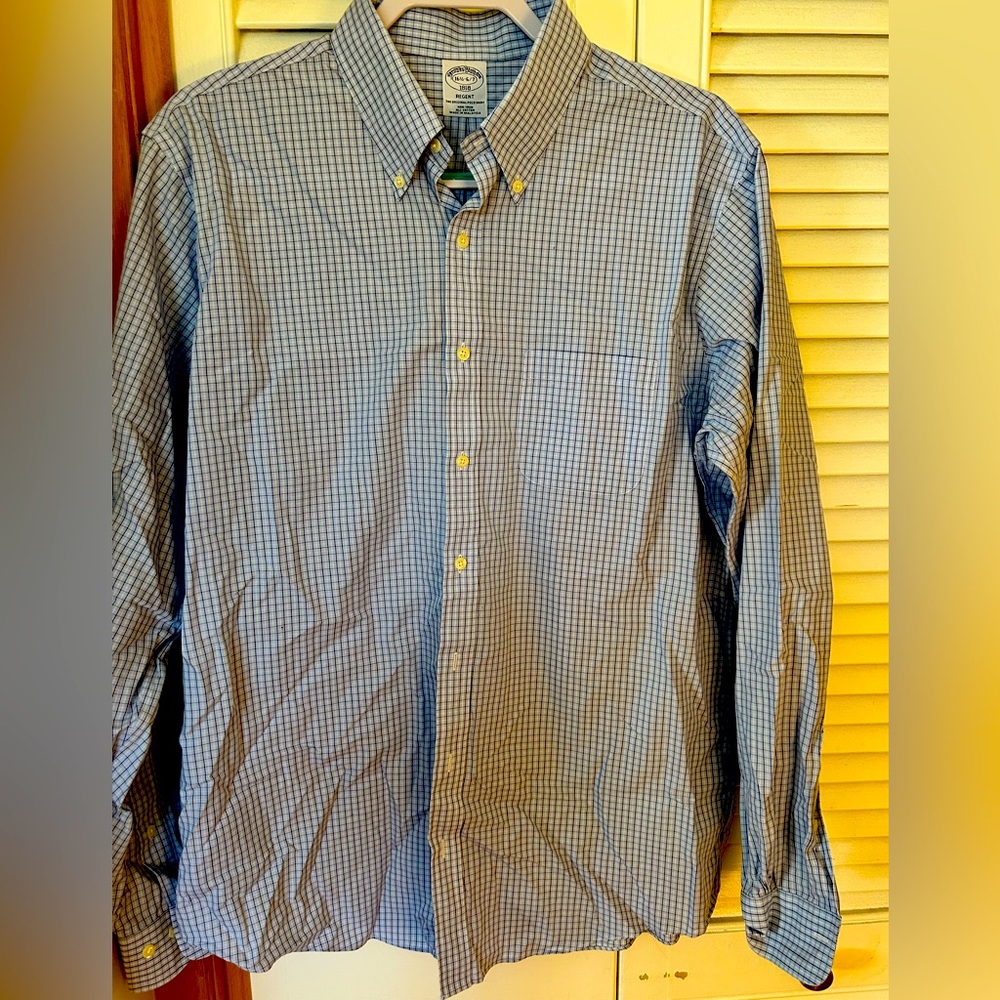 Brooks Brothers Regent Fit blue check button down shirt